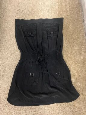 bebe Black Strapless Pocket Detail Dress